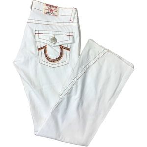 TRUE RELIGION Joey BIG T WHITE Raw Hem Womens 28 x 30.5 inseam